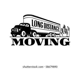 Long Distance Moving - Retro Clip Art