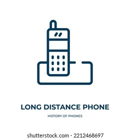 Long Distance Phone Icon. Linear Vector Illustration From History Of Phones Collection. Outline Long Distance Phone Icon Vector. Thin Line Symbol For Use On Web And Mobile Apps, Logo, Print Media.