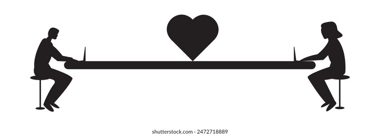 long distance relationship concept, online channels make them feel close to each other. flat vector concept for landing page, web, ui, banner, flyer, poster,