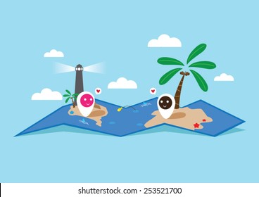 Long distance Relationship. Conceptual Vector Illustration.
