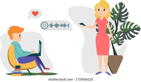 
long distance relationship flat illustration
