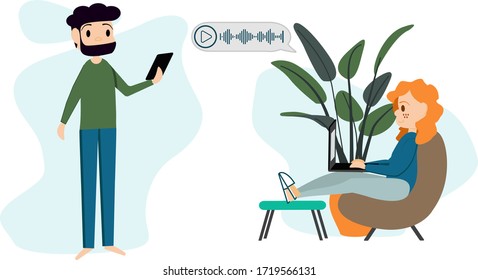 
long distance relationship flat illustration