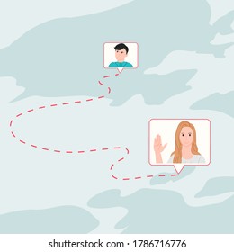 Long  distance relationship vector illustration cartoon flat design modern style 