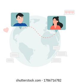 Long  distance relationship vector illustration cartoon flat design modern style 