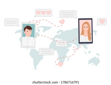 Long  distance relationship vector illustration cartoon flat design modern style 