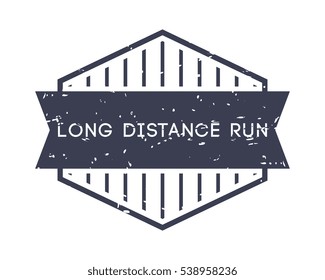 long distance run badge, vector logo, sport label, grunge stamp, vintage style
