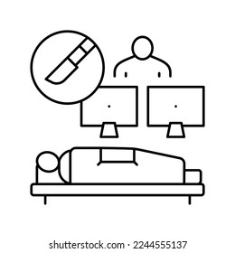 Ikone der Operation über große Entfernungen Fernchirurgie-Schild. isoliertes Kontursymbol