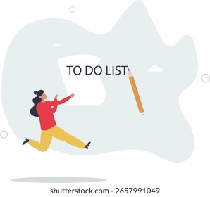 Lista de tarefas demoradas, sobrecarga de tarefas e responsabilidade ou conceito de gerenciamento de produtividade e eficiência, vida humana.