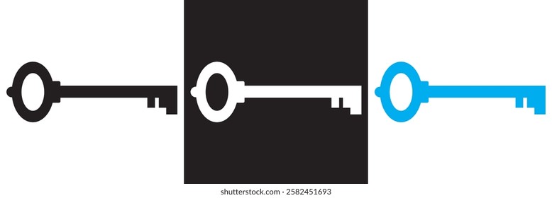 Long door key icon. isolated on white and black background. vector illustration. EPS 10