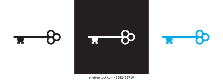 Long door key icon. isolated on white and black background. vector illustration. EPS 10