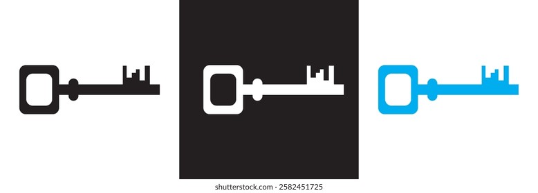 Long door key icon. isolated on white and black background. vector illustration. EPS 10