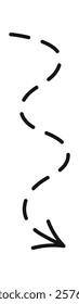 Long dotted arrow pointing down