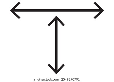 Long double arrow. Vector drawing with size. Illustration on white background.