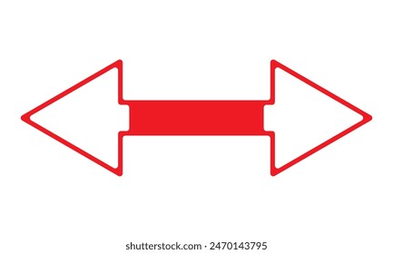 Long double ended line red arrow vector design for website, app and logo design. Dual sided arrow vector, icon, silhouette design. Vector illustration of duel side arrow.