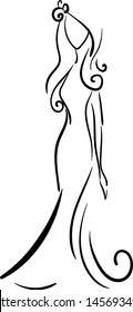 Long dress drawing, illustration, vector on white background