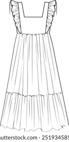 long dress with ruffled sleeves