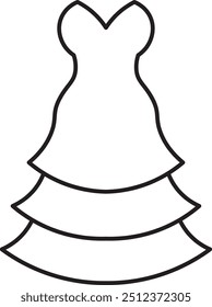 Long Dress Simple Minimalist Outline Vector Icon Illustration