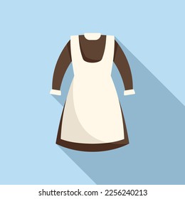 Vector plano de icono uniforme de larga vestimenta. Chica de moda. Escuela de ropa
