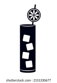 Long drink glass with ice vector icon