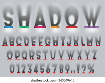 Long drop shadow alphabet, top view.