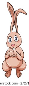 Long ears pink rabbit on white background