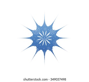 long edges circle christmas icon with snow