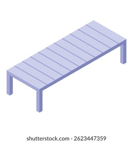 Long empty bench is standing in an isometric view