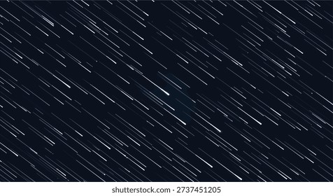 Long exposure star trails background in deep blue night sky for astronomy or professional space exploration concept.