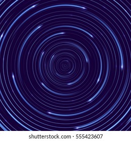 Long exposure star trails. Light of moving stars vector Illustration.