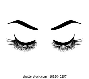 Long eyelashes and eyebrow on a white background. Symbol. Vector illustration.