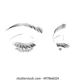 Long Eyelashes and eyebrows eyes drawing make up icon