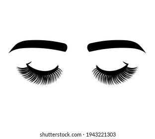 Long eyelashes and eyebrows on a white background. Symbol. Vector illustration.
