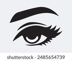 Long eyelashes icon. Black vector on white. eyelashes logo design template vector.