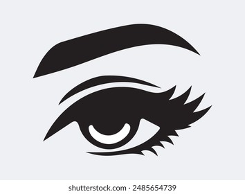 Long eyelashes icon. Black vector on white. eyelashes logo design template vector.