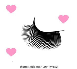 Long eyelashes on a white background. Beauty saloon. Symbol. Vector illustration.