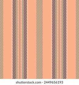 Long fabric textile vector, row stripe vertical pattern. Attire texture lines seamless background in orange and pastel color.