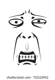 Long Face Expression - Angry Gnashing teeth