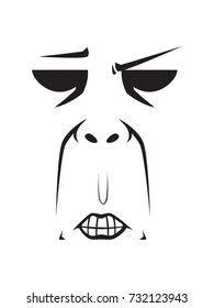 Long Face Expression - Gnashing teeth