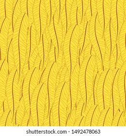 Long fall leaves. A lot of yellow leaves. Textile patern