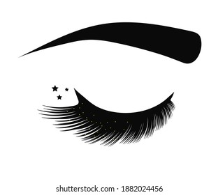 Largas pestañas falsas sobre un fondo blanco. Símbolo. Ilustración vectorial.