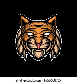 long fang tiger illustration for commercial use