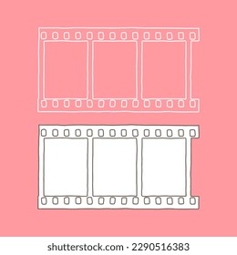 Long film strip, blank photo frames, free space for your pictures. Design Template, Mockup.