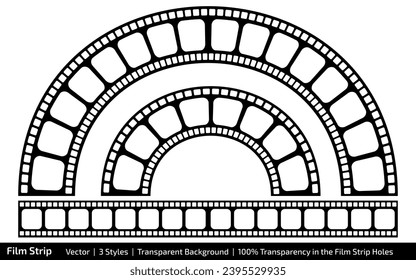 Long Film Strip Vector - 3 Styles mit 100% Transparenz, Band und Arcs