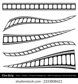 Long Film Strip Vector 5 Styles with 100% transparency lot2