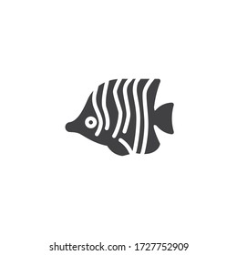 Long Fin butterfly fish vector icon. filled flat sign for mobile concept and web design. Pennant coral fish glyph icon. Heniochus acuminatus symbol, logo illustration. Vector graphics