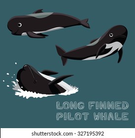 Long Finned Pilot Whale Cartoon Vector Illustration