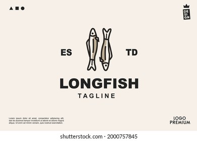 long fish minimalis vintage logo for brand and company restaurant