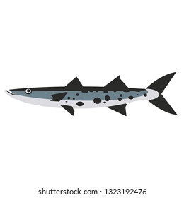 long fish with spots flat style illustration. Marine and sea underwater fish series