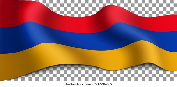 Long flag of Armenia on a transparent background. Flag for any illustrations related to holidays of Armenia and country in general. Vector illustration. 