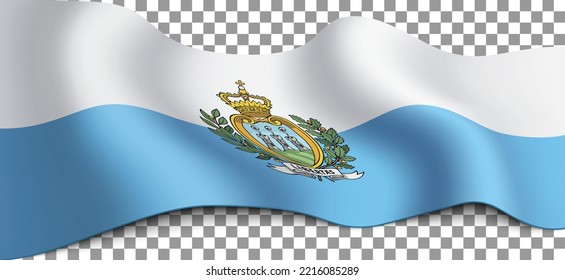 Long flag of San Marino on a transparent background. Flag for any illustrations related to holidays of San Marino and country in general. Vector illustration. heritage